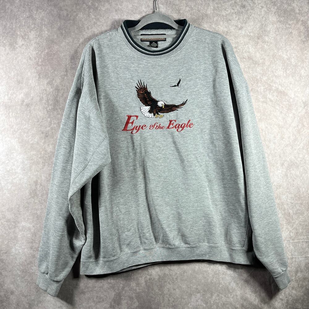 Vintage Headwaters Sweatshirt Mens 2XL Gray Eye Of The Eagle Pullover Crew Neck‎